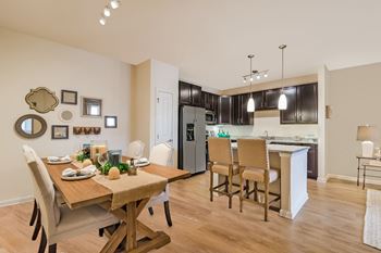 Dining Room and Kitchen View at Alexander Village, North Carolina, 28262